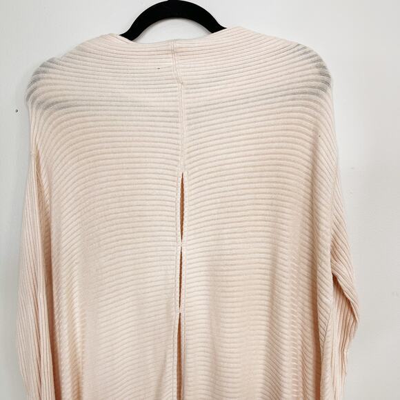 Free People L Pale Pink Lover Rib Split Back Pullover Thermal Top Long Sleeve - Picture 5 of 11